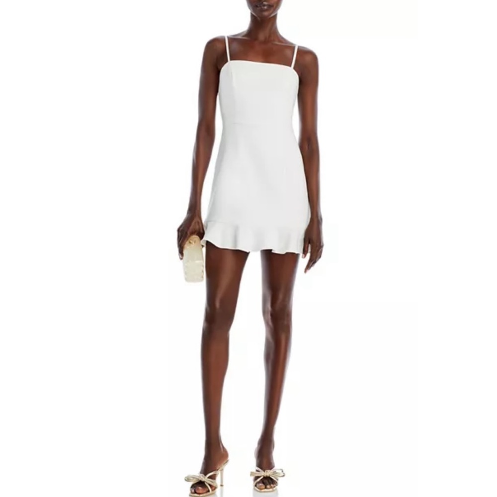 French Connection White Whisper Frill Hem Dress Size 0